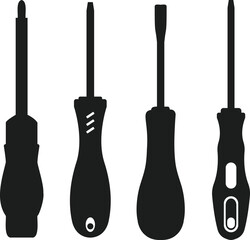 Wall Mural - Black silhouette of Screwdriver. Detail and Simple Screwdriver Icon