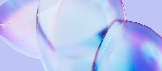 Wall Mural - 3d rendering soap bubbles blue gradient macro. Abstract modern creative dispersion effect blending color spectrum