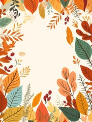 Wall Mural - Autumn season illustration. Colorful autumn background with leaves.