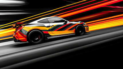 Wall Mural - racing car in motion. Generative AI image.