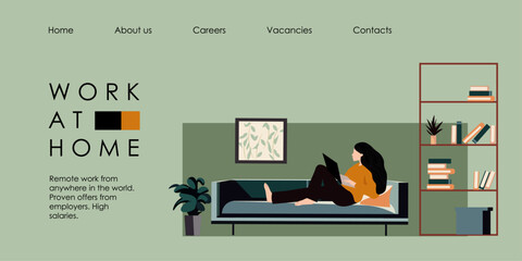 Remote work website, landing page, work from home