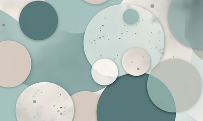 Wall Mural -  an abstract painting with circles and dots on a blue background with a light green center and a light blue center with a white center and a light blue center.  generative ai
