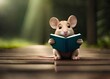 Cute little mouse reading book, generative ai