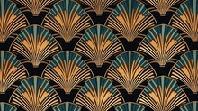Background, Art Deco Pattern With Fan Shape (Ai Generated)