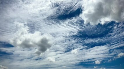 Wall Mural - 4K Time Lapse White clouds blue sky background