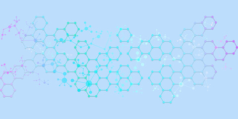 Aufkleber - Abstract hexagonal molecular structures for design on the topic of scientific research in the field of chemistry, molecular biology and medicine.