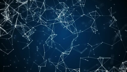 Fototapete - Abstract technology big data blue background concept. The motion of digital data flow. Transfer and storage of data sets, block chain, server, and hi-speed internet.Transferring of big data. 