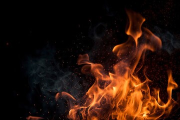 Wall Mural - Fire on a black background