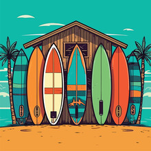 Surfboards On The Beach