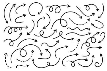 Wall Mural - curved arrows. set of vector hand drawn arrows. collection of pointers.