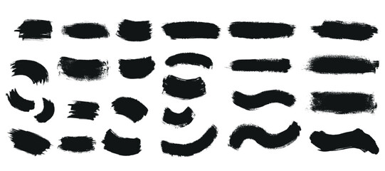 grunge hand draw paint brush stroke pack. vector stock illustration isolated on white background for