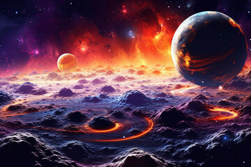 Wall Mural - planets and space background. generative ai