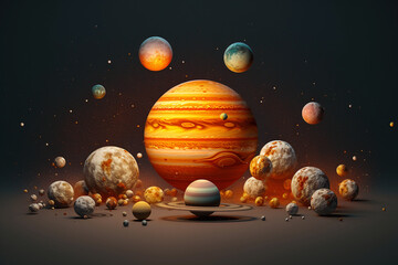 Wall Mural - solar system with many planets. generative ai