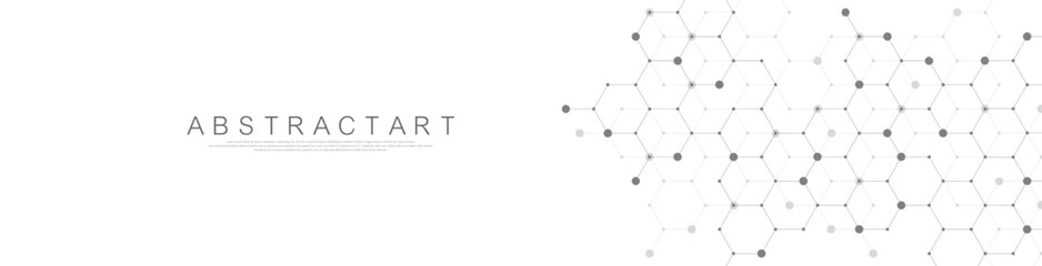 Modern technology vector illustration with square grid. Technology banner template cubes texture. Digital geometric abstraction with lines and dots