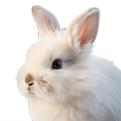 Wall Mural - a white rabbit on a transparent background png isolated generative ai