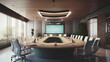 © Chimpanzky  - modern interior of an office conference room with a big, oval table and swivel chairs