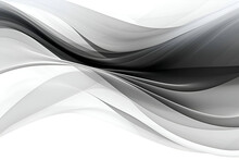 Abstract Light Gray And Black Smooth Curved Lines On White Background.
