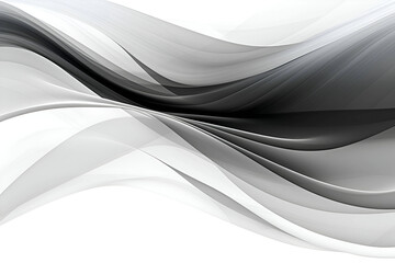 Abstract light gray and black smooth curved lines on white background.