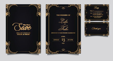 Wall Mural - luxury wedding invitation card design set