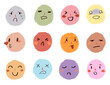 © Aprida - set of cute kawaii colorful hand drawn style emotion emoticon cartoon illustration
