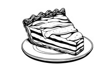Piece Of Apple Pie Hand Drawn Engraving Style Vector Illustration.