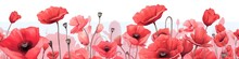 Red Poppies On A White Background. Floral Pattern With Big Bright Flowers. Generative AI