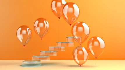 Poster - Colorful balloons over glass entrance door.Generative Ai