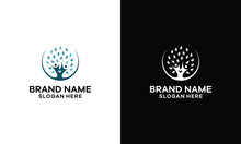 Two People Tree With Love Togetherness Logo Design