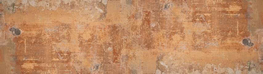 Aufkleber - Old brown gray rusty vintage worn shabby patchwork motif tiles stone concrete cement wall texture background banner panorama.