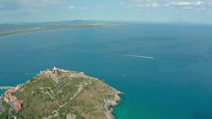 Poster - aerial view of the sea coast of monte argentario tuscany