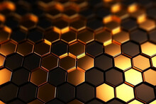 Abstract Gold Background With Hexagons
