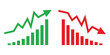 © stefanbalaz - Graph going Up and Down sign with green and red arrows vector. Flat design vector illustration concept of sales bar chart symbol icon with arrow moving down and sales bar chart with arrow moving up.