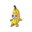 Cat dressed as banana, pixel art meme