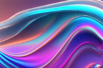 Poster - Colorful motion elements with neon led illumination. Abstract futuristic background, ai generative