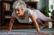 elderly woman doing push ups, AI Generative