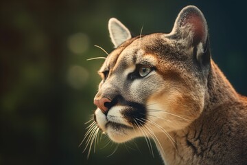 Poster - cougar. head close-up. AI generated.