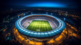 Fototapeta Sport - Photo top view of a soccer stadium