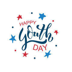 Wall Mural - Youth day handwritten text isolated on white background. Hand lettering typography, modern brush calligraphy as greeting cards, posters, banners for International youth day on 12 August