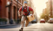 © HelgaQ - Picturing a running parcel delivery man, a postal concept, modern mail delivery