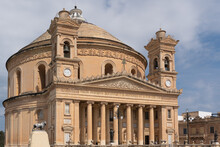 Malta,in The City  Of  Mosta. The Roman Catholic Sanctuary Basilica Of The Assumption Of Our Lady 