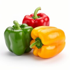 red yellow and green peppers isolated