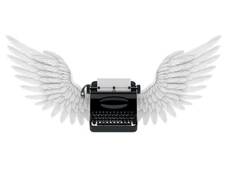 Wall Mural - Typewriter with angel wings