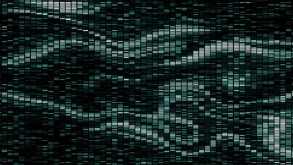 Poster - Abstract pixelated background with lost tv signal. Motion. Squared blinking light flares and lines.