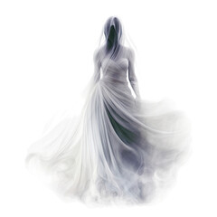 ghost bride isolated on a transparent background, generative ai