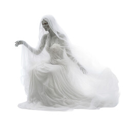 Sticker - ghost bride isolated on a transparent background, generative ai