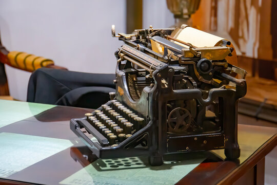 Retro vintage typewriter on the table