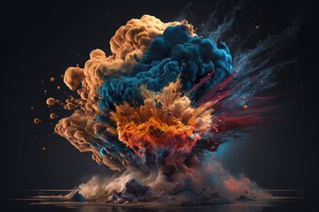Poster - Explosion of colored smoke on a dark background
