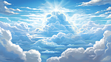 Wall Mural - a peaceful hope artwork illustration of clouds at the sky, ai generated image