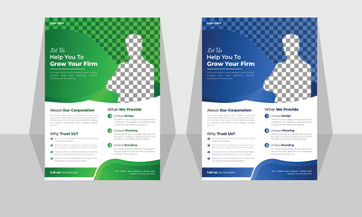 Wall Mural - Vector template design for a corporate creative colorful business flyer set, an abstract flyer, or a design for a business poster.