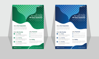 Wall Mural - Two templates in a4 format, each with a different color. business flyer design with an abstract shape
